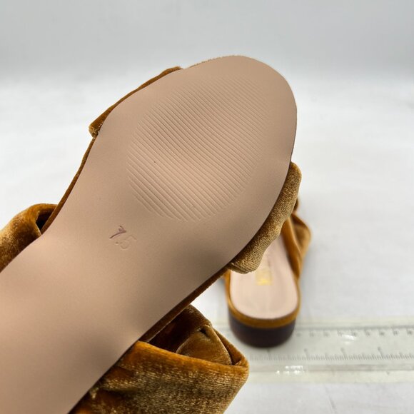 miss left Dark Olive Velvet Trendy Open Round Toe Two Knotted Straps Mules - Picture 6 of 8